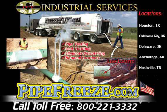 Industrial pipeline freeze plug services